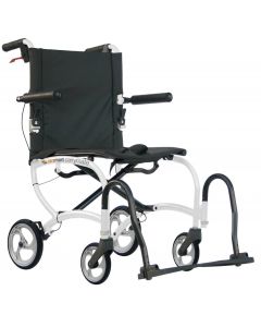 Excel Caremart Carrymate travel wheelchair shown side on
