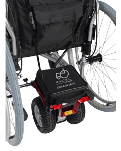 Excel Click & Go Lite II Wheelchair Powerpack fitted on a chair