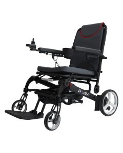 Dashi electric folding power chair viewed from the side showing joystick controller