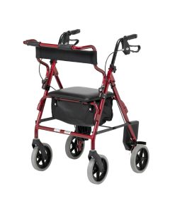 Side view of the Days 2-in-1 Rollator & Transit Chair in red