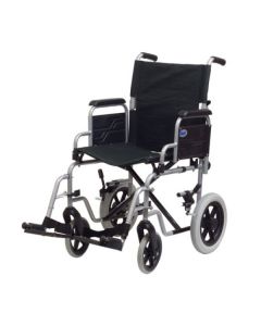 Days Whirl Folding Transit Wheelchair in grey shown from the side view