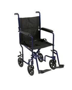 Drive Medical Aluminium Travel Wheelchair viewed from the side showing foot rests