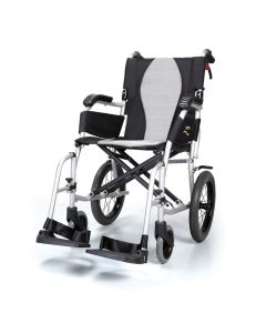 Karma Ergo Lite 2 Aluminium Transit Wheelchair in silver seen from the front