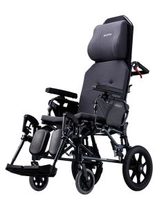 The Karma MVP 502 reclining transit wheelchair shown from the side