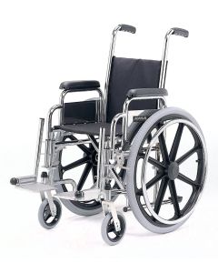 Side view of the Roma Medical 1451 paediatric self propelled wheelchair with chrome frame