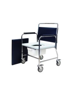 Roma Medical Heavy Duty Wheeled Commode Chair With Lid Removed