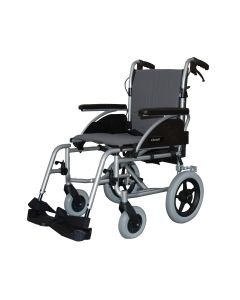 Roma Medical Orbit Lightweight Car Transit Wheelchair viewed fro mthe side angle