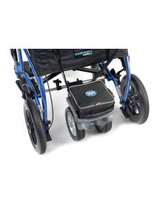 TGA Wheelchair Power Pack with Twin Drive Wheels viewed fitted to wheelchair