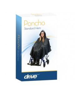 The wheelchair poncho shown in its retail packaging