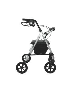 Z-Tec Folding Lightweight Compact Rollator in solver seen from the side angle