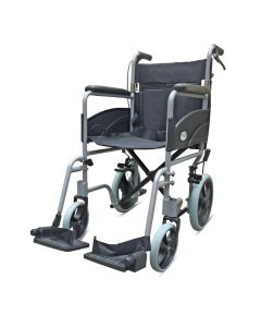 Z-Tec 601X Aluminium Transit Wheelchair in Grey seen from the front