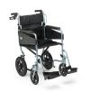 Side view of the Days Escape Lite wheelchair showing the attendant brakes and blue frame colour