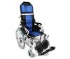 Reclining self propelled wheelchair viewed from the side angle