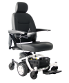 Travelux Quest electric wheelchair with captains seat viewed from the side
