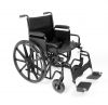 The Atlas extra wide super strong folding steel framed wheelchair shown from the side view