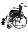 Ugo Essential self propelled wheelchair side view showing hand rims and foot rests