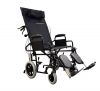 Ugo Reclining Transit Wheelchair shown at 45 degree angle with elevating leg rests