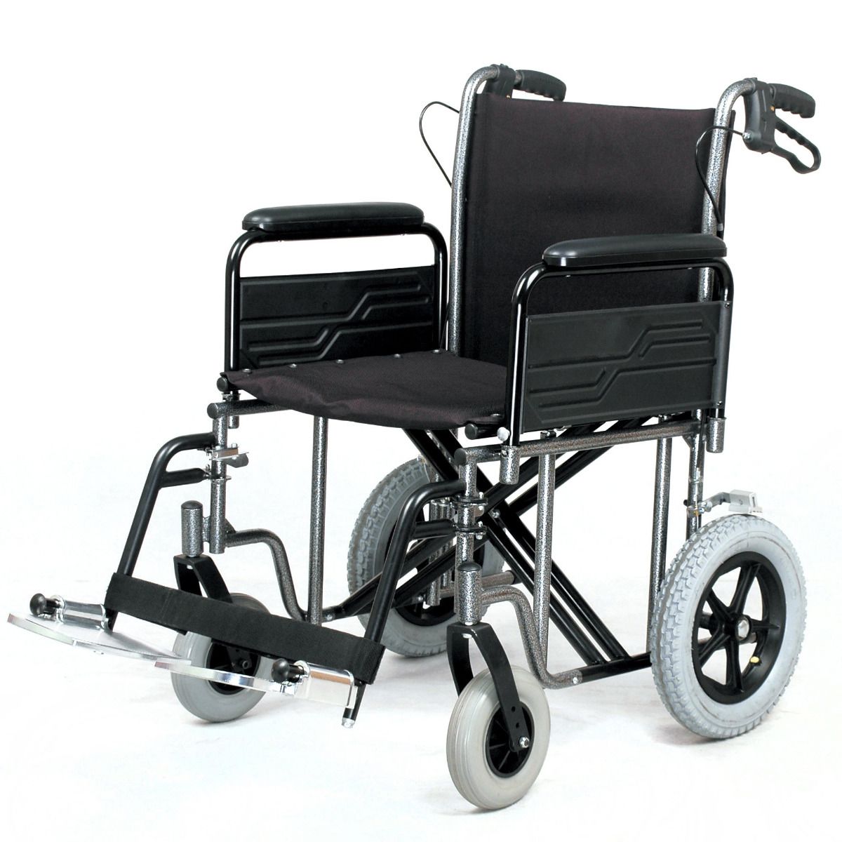 Roma Medical 1485X HD Bariatric Transit Wheelchair shown from the side view