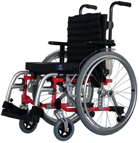Excel G5 Modular Kids Self Propelled Wheelchair in red side view
