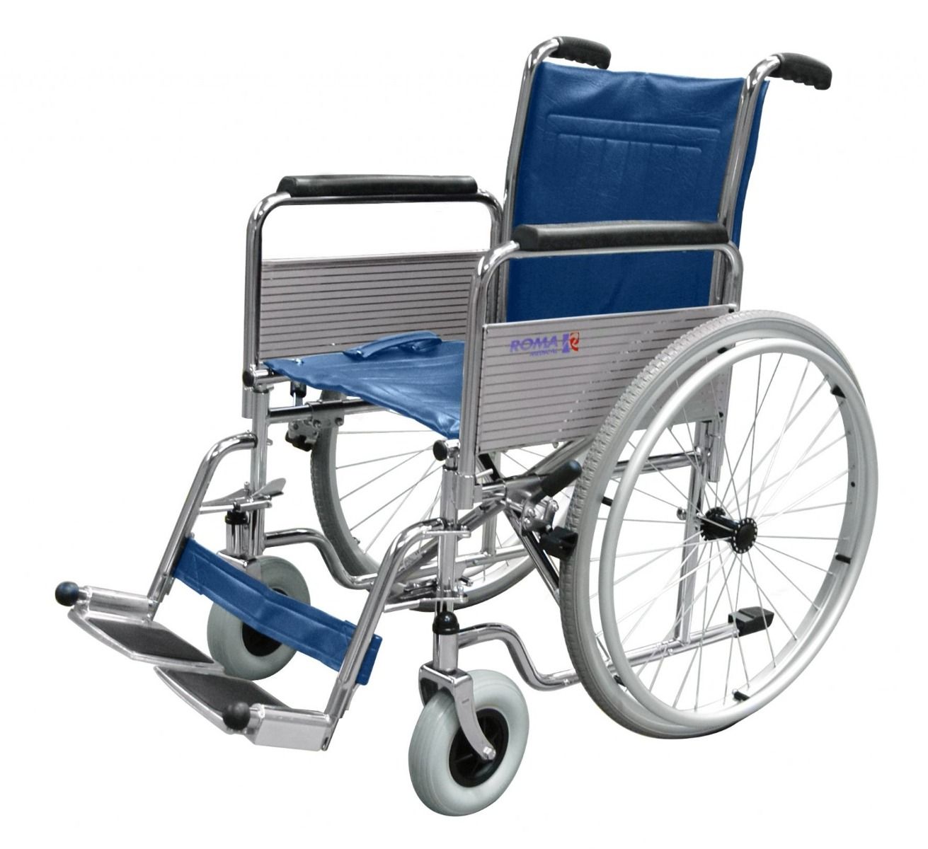 Roma Medical 1410 Chrome Self Propelled Steel Wheelchair Side View